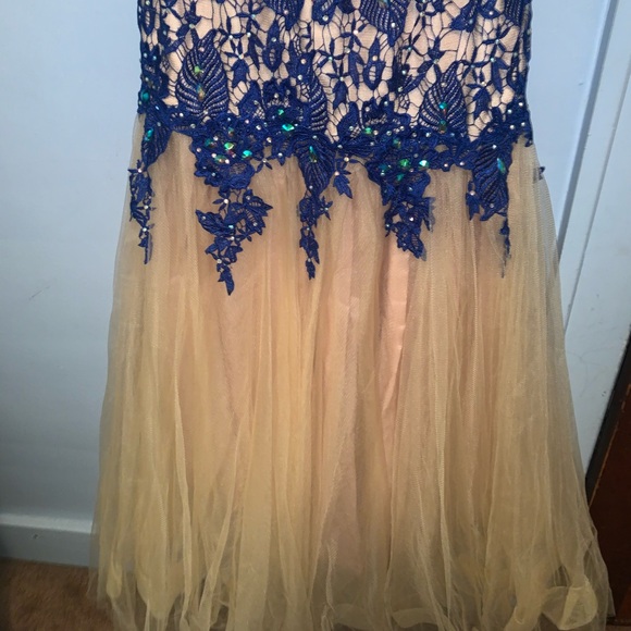 Gorgeous size 6 ROYAL blue/beige dress - Picture 6 of 7